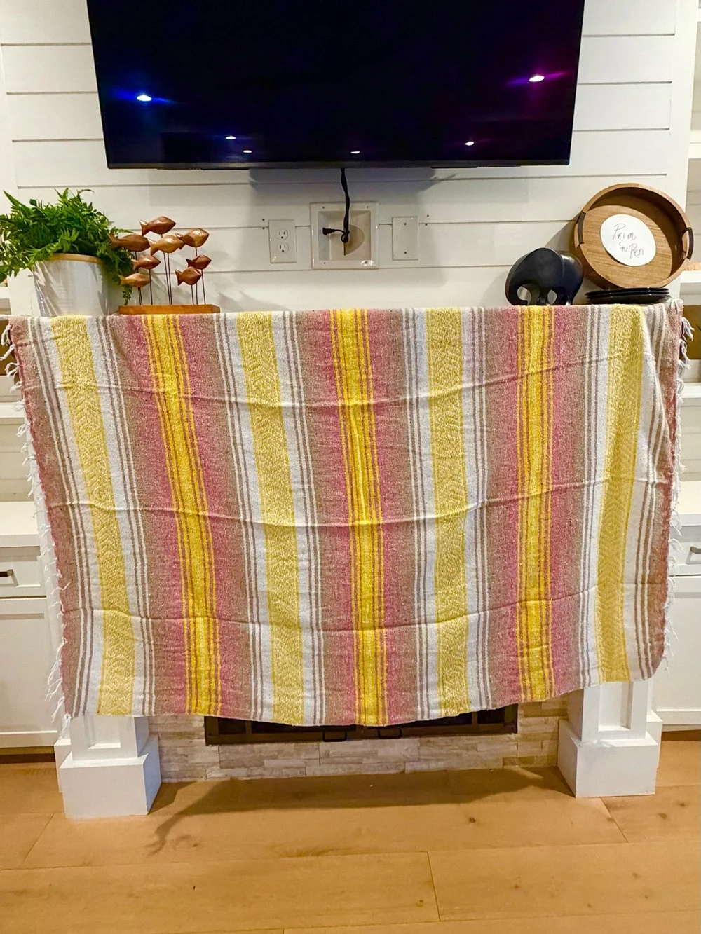 Mexican Falsa Blanket – Woven Striped Serape Throw with Fringe